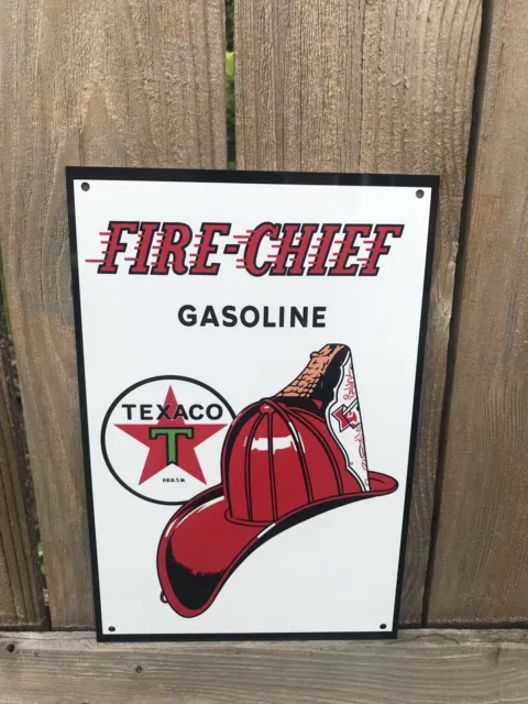 Texaco Fire Chief Gasoline metal sign baked Oil Gas Pump Plate