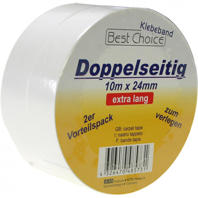 KIT 2 pezzi NASTRO BIADESIVO BI ADESIVO PACK DOPPIO - rotolo 10m x24mm