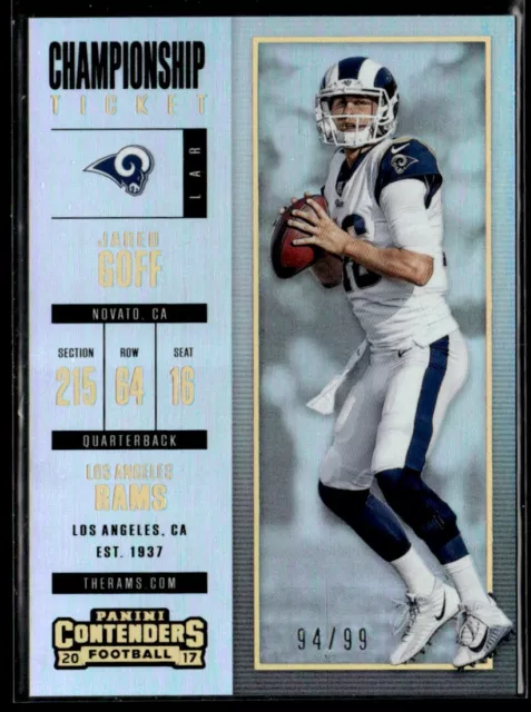 2017 Panini Contenders Championship Ticket Jared Goff 94/99 #52