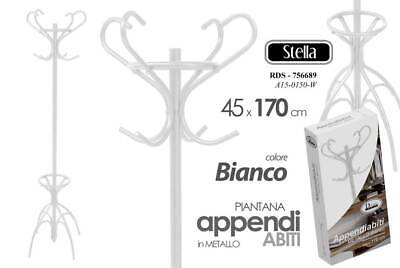 Attaccapanni Appendiabiti Piantana Metallo Ganci MODERNO Bianco  170*45 cm