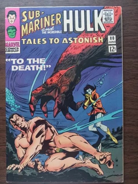 Tales To Astonish #80 (1966) Hulk  Sub-Mariner  Stan Lee  Kirby  Colan  VF-