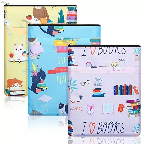 3 Pcs Cat Book Protector Pouch Sleeve Book Covers for Book Lovers Book Protec...