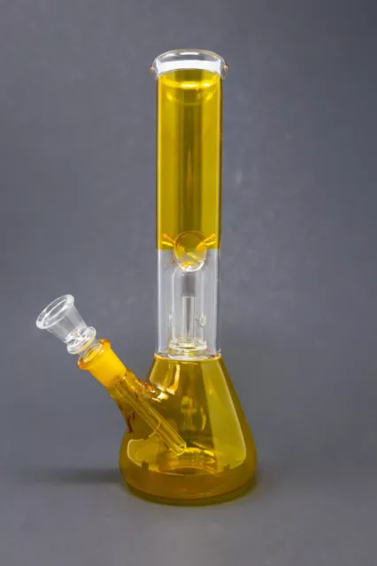 Hookah Water Pipe Glass 10" Yellow Single Percolator Beaker Tobacco Bong