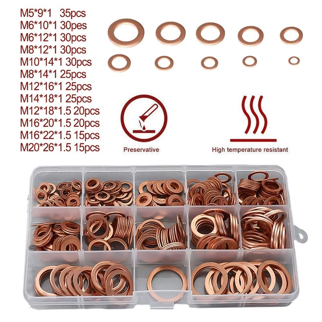 Assortiment De 75 Joints De Vidange En Cuivre BGS Technic - Tailles En Pouces, Neuf
