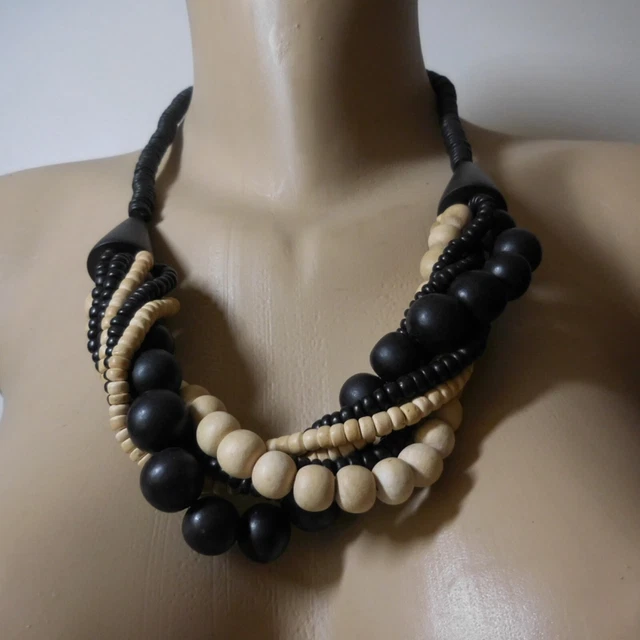 Collier Fantaisie Ancien Multi-rangs En Perles De Résine Rose - Mi-long, Environ 200g - Occasion