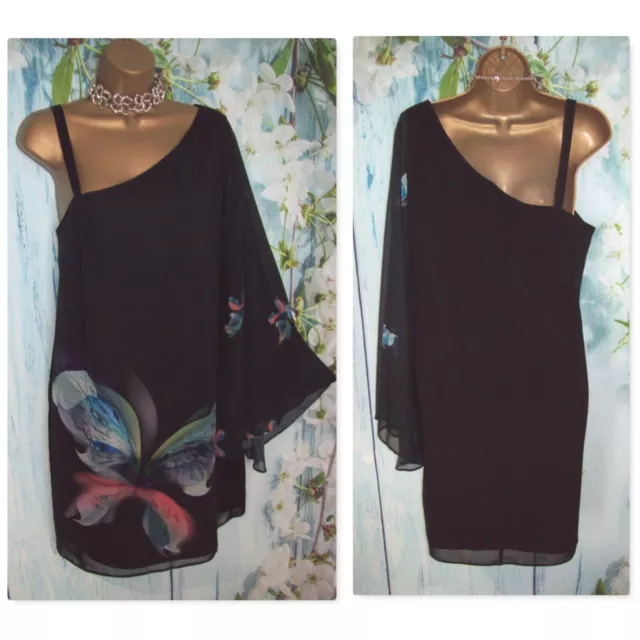WALLIS SAPPHIRE BLACK Floral Overlay Dress 10 39.99 PicClick UK