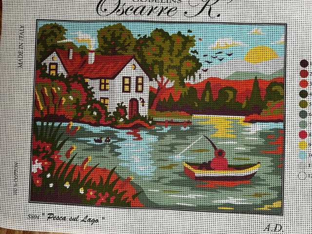 Tapiz de aguja duende 30x40 cm lona solo casa lago