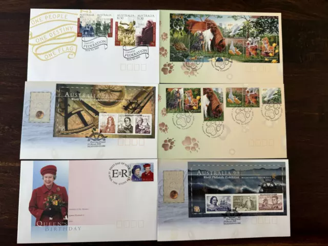 Australia FDC 1999 & 2000 x 6 different; Explorers & Pets included  (4c)