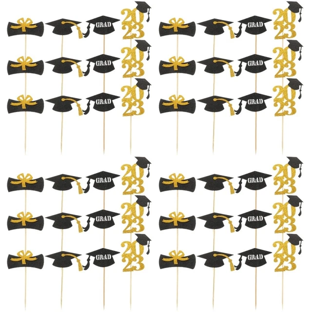 48 Pcs Insert De Gâteau Remise Des Diplômes Papier Casquette Médecin