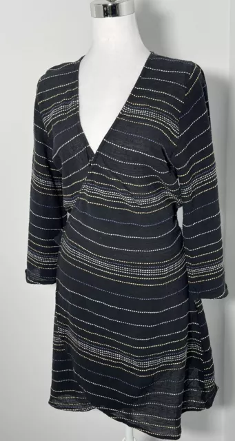 ONeill Womens Black Cropped Sleeve Beachy Boho Wrap Dress Size 10