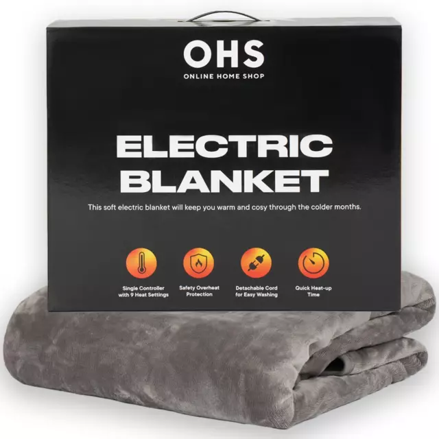 GREY MIA&COCO ELECTRIC Heated Blanket Throw Sherpa 180 x 130cm 10 Level  Auto Off £26.00 - PicClick UK