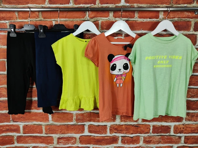 Girls Bundle Age 6-7 Years Next M&S H&M Crop Leggings Top T-Shirt Panda 122Cm