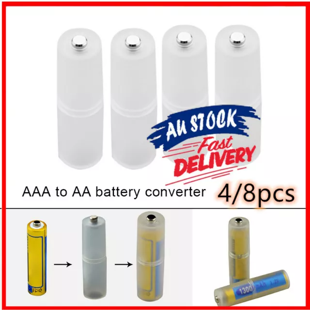 4/8Pcs AAA to AA Size Cell Battery box Converter Adapter Batteries Holder Case