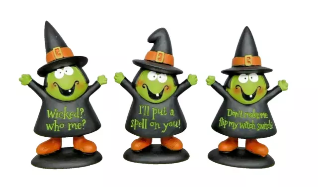 Mini set of three cute witches with words on them - New by Blossom Bucket #12717