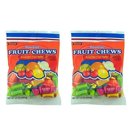 Tootsie Fruit Chews Assorted Fruit Rolls -- Pack of 2 Bags 11.66 Oz Total Pac...