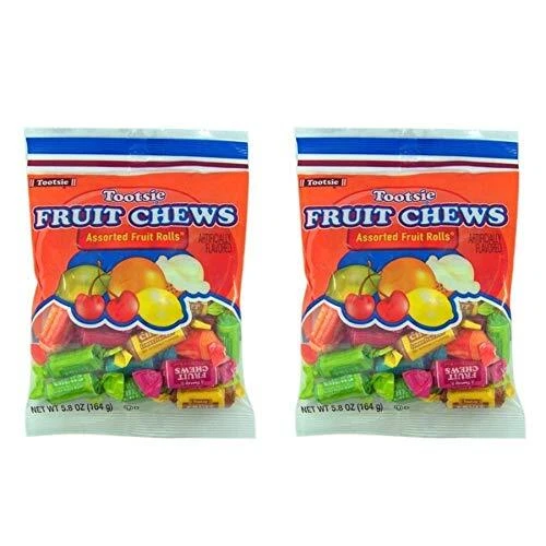 Tootsie Fruit Chews Assorted Fruit Rolls -- Pack of 2 Bags 11.66 Oz Total Pac...