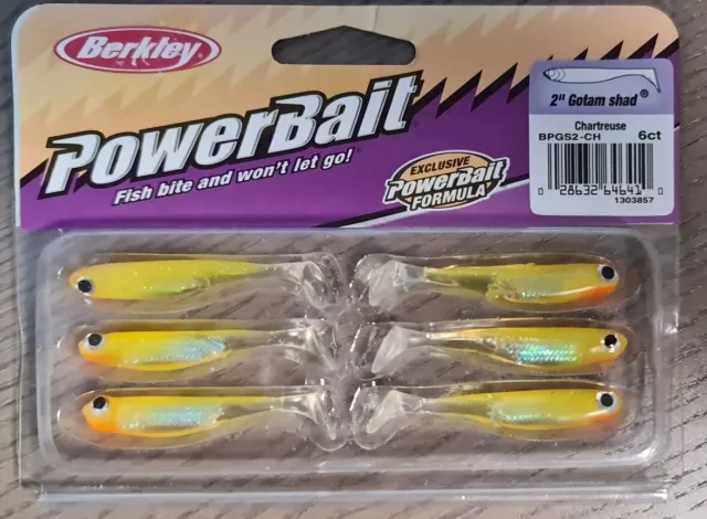 Berkley Powerbait GOTAM SHAD 2IN 5cm Chatreuse 6 Stück 3D Gummifisch ABVERKAUF