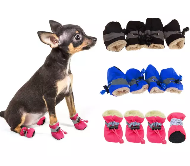 Quality Pet Dog Boots Waterproof Cotton Anti-slip Reflective Puppy Snow Shoes