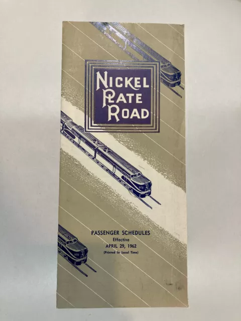 Nickel Plate Railroad Time Tables Passenger Schedule Train 1962