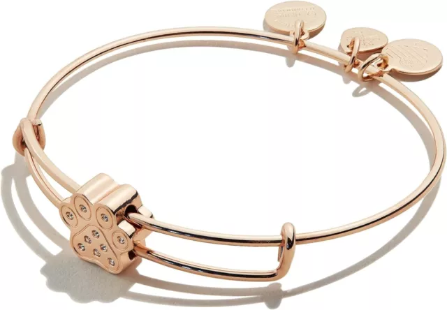 Alex and Ani Gold Tone Dog Paw Love Expandable Bracelet w/ Austrian Crystals NEW