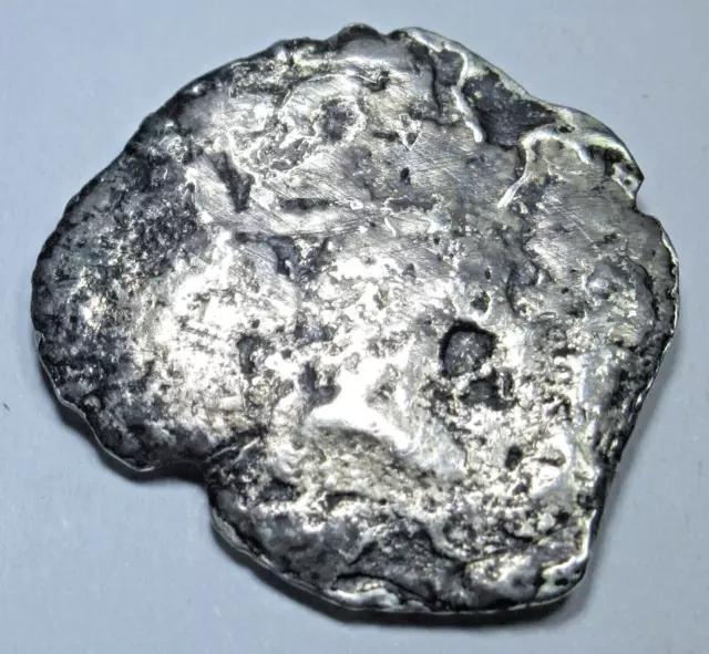 1700's Shipwreck Spanish Bolivia Silver 2 Reales Pirate Treasure Cob Cross Coin