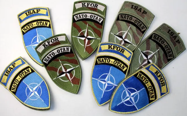 LOT of 8 GENUINE BRITISH ARMY / NATO OTAN ISAF BADGES (AUC)