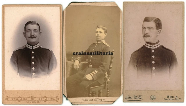 3x Orig. Foto CDV Portrait Soldaten in BERLIN - Studio Tipper Lesse Witte