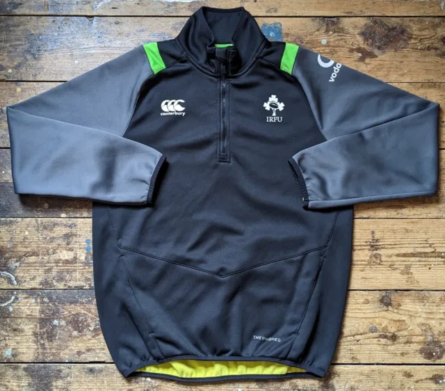 Canterbury Ireland IRFU rugby black 1/4 zip fleece training top jacket S 2017/18