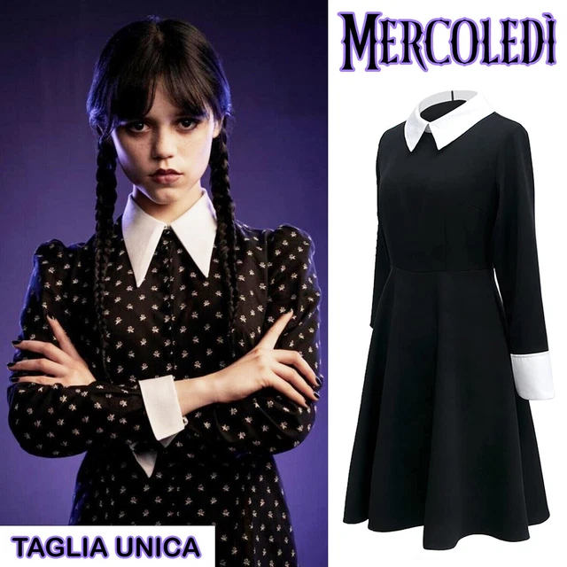 COSTUME DA CARNEVALE Mercoledi per Bambina Donna Famiglia Addams