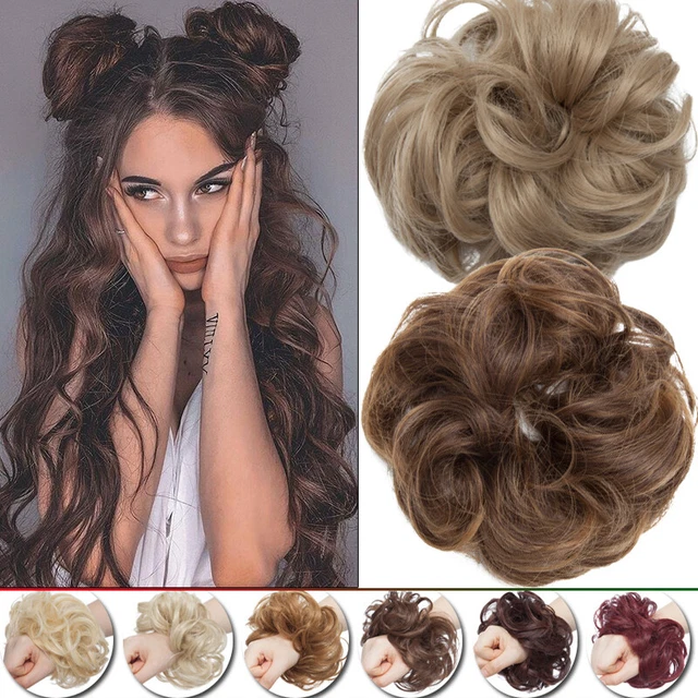 Natural Curly Bun Wrap Piece Scrunchie Messy Updo Hair Extensions Real as Human