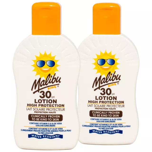 (3,45 EUR/100 ml) 2x Malibu Kids Sonnenlotion SPF30 Sonnenschutz für Kinder 200m