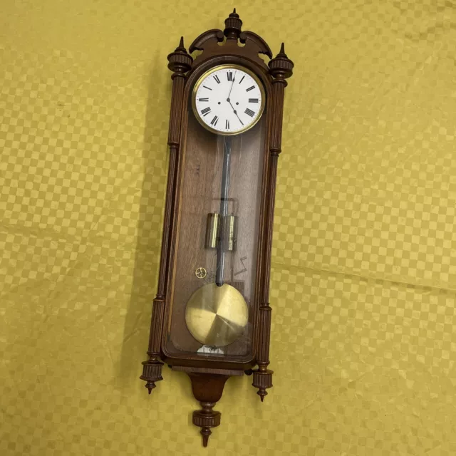 Biedermeier Wiener Regulator Pendeluhr Antik Wanduhr Eiche Vintage Uhr