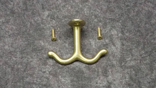Ives Bright Brass Double Utility Coat Hook Bathrobe Hang (G17)
