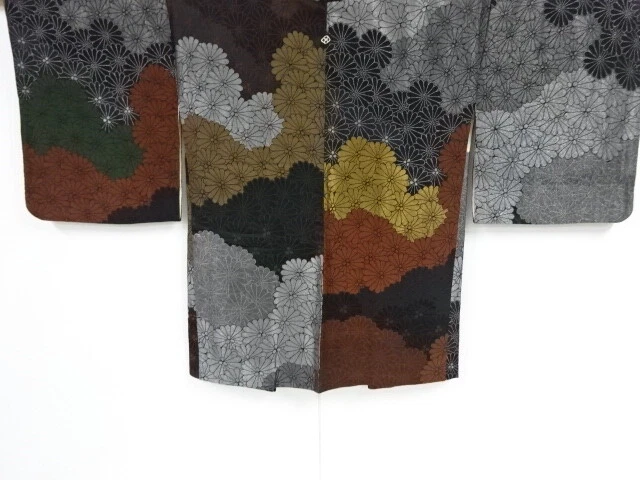 82884# Japanese Kimono / Antique Haori / Urushi / Woven Kiku