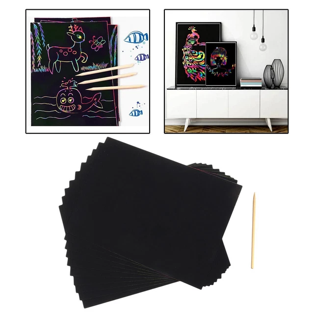 10 Feuilles A4 Scratch Paper Sketch Grattage Dessin Peinture Avec Bâton