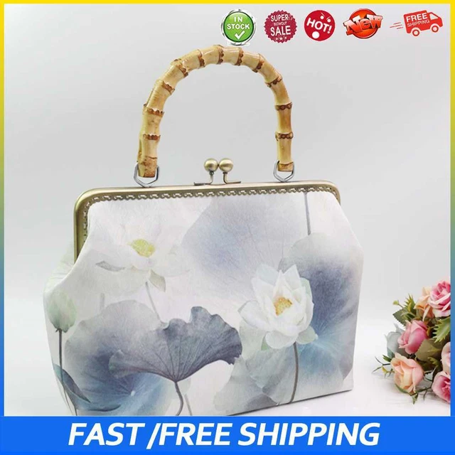 #b 2 piezas Manija de bolso de bambú para bolso de mano Hágalo usted mismo Piezas de repuesto de bolso (plateado)