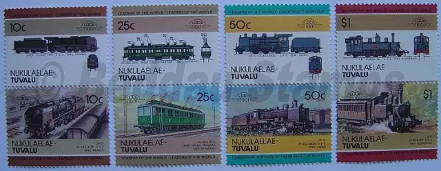 1985 NUKULAELAE Set #3 Train Locomotive Railway Stamps (Leaders of the World)