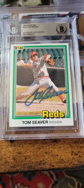 1982 Donruss Tom Seaver signed auto autographed  BECKETT Mets Reds Hall Of Fame