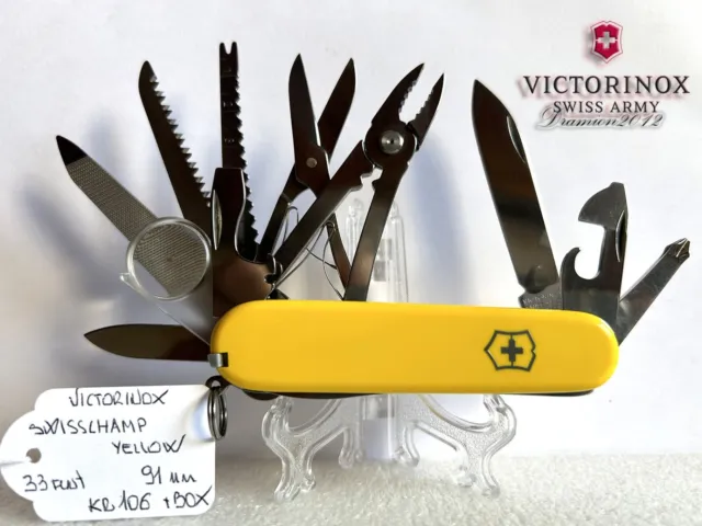 Coltellino Victorinox Swisschamp Yellow Giallo 91Mm 33 Funz Swiss Army Knife Box