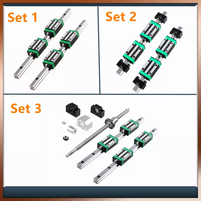 HGR20 HGR15 Linearführung  + SFU1605/1204/2005 Kugelumlaufspindel BK/BF12 Set