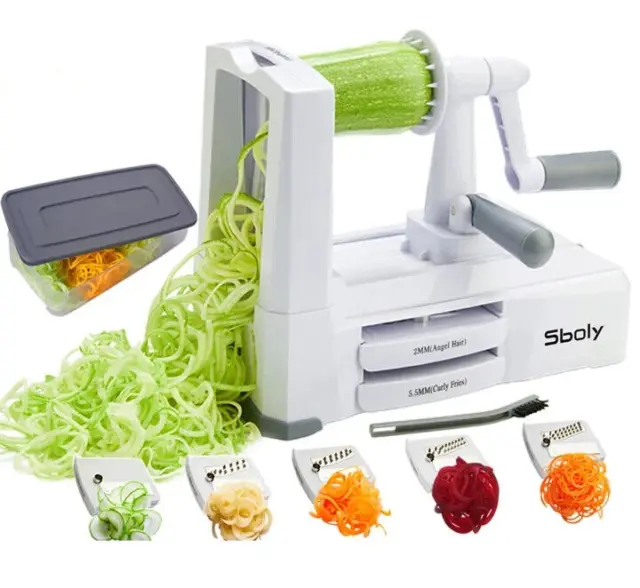 Sboly Vegetable Slicer Spiralizer 5 Blades Zucchini Noodle Pasta Spaghetti Maker