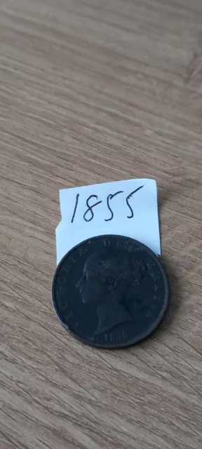 1855 Victoria Half penny coin Rare low mintage coin