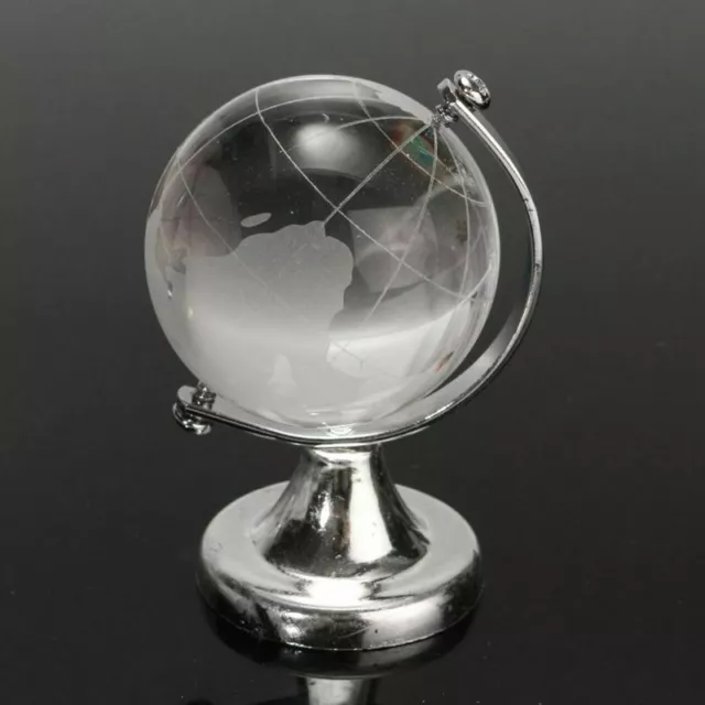 Round Earth Globe World Map Crystal Glass Clear Paperweight Stand Desk Decor 7 69 Picclick