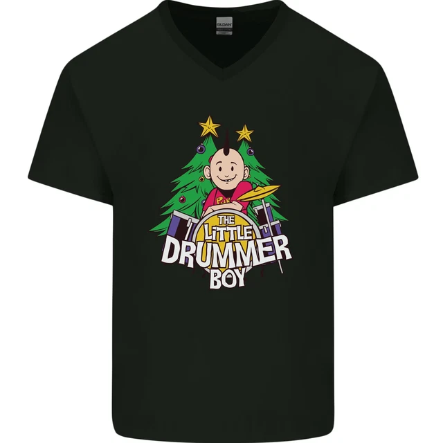 T-shirt da uomo Christmas the Little Drummer Boy collo a V in cotone