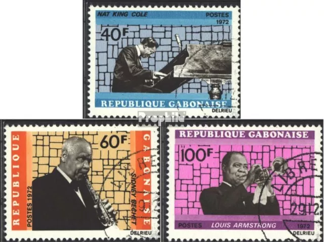 Gabon 478-480 (complete issue) used 1972 Famous jazz musician