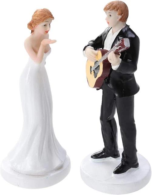 Romantic Guitar Bride and Groom Cake Topper Elegant Cake Topper Figurine Wedding