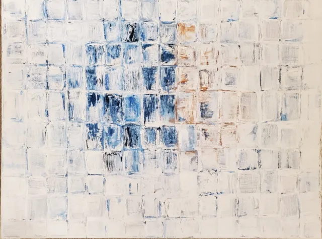 Original Acrylic Painting on Canvas Abstract Blue Squares Wall Art Home Decor