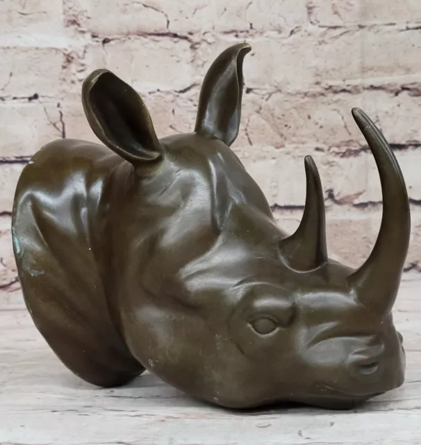 Bronze Sculpture Wildlife Rhinoceros Rhino Hot Cast Artwork Masterpiece Gift Art