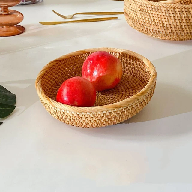 Cesta de mimbre hecha a mano plato de comida de regalo perfecto ecológico para desayuno café