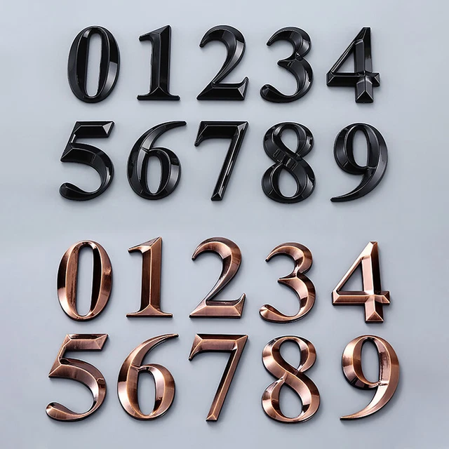 3D Number Stickers Self Adhesive Hotel House Door Address Letter Box Sign Decal